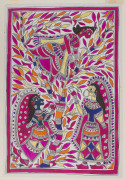 Six Indian paintings on parchment and paper, 19th and 20th century, housed in card mounts, the largest 55 x 38cm - 5