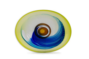 KOSTA BODA "Uniquea" swedish art glass bowl, engraved "Kosta Boda, Göran Wärff, Unique" with serial No. 41cm wide