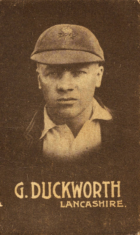 1932 Australian (Giant Brand) Licorice "English Cricketers", complete set (Back inscribed "There are 18 Photos in a complete set"), including D.R.Jardine, H.Larwood & Nawab of Pataudi. One Poor. others Fair/VG.