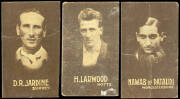 1932 Australian (Giant Brand) Licorice "English Cricketers", complete set (Back inscribed "There are 18 Photos in a complete set"), including D.R.Jardine, H.Larwood & Nawab of Pataudi. One Poor. others Fair/VG. - 2