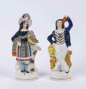 Two Staffordshire porcelain statues, circa 1840, 23cm and 24cm high