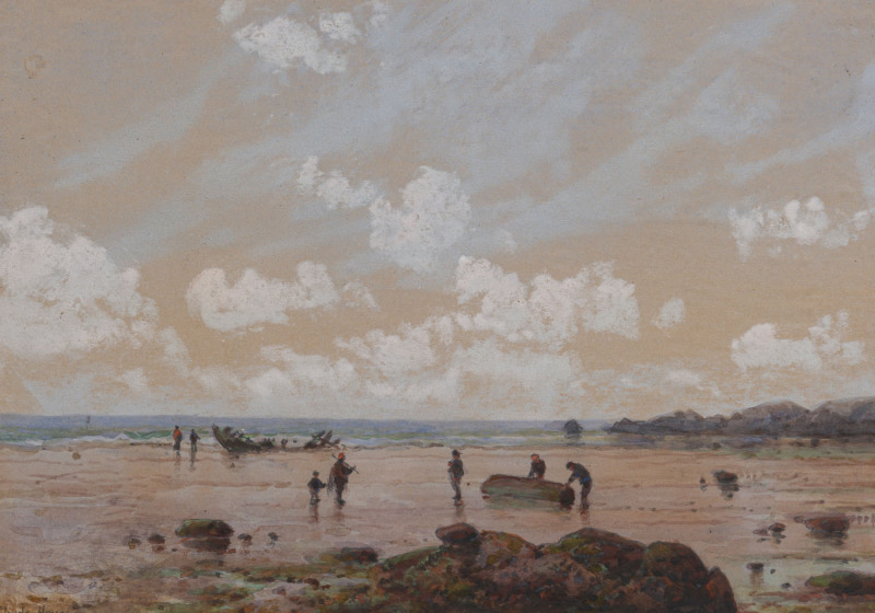 CLAUDE HAYES (Irish, 1852 - 1922) (Coastal scene) watercolours on board, signed lower left, 24 x 34.5cm.