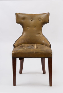 An unusual antique chair, original oil cloth upholstery with square tapering legs, 19th century, 