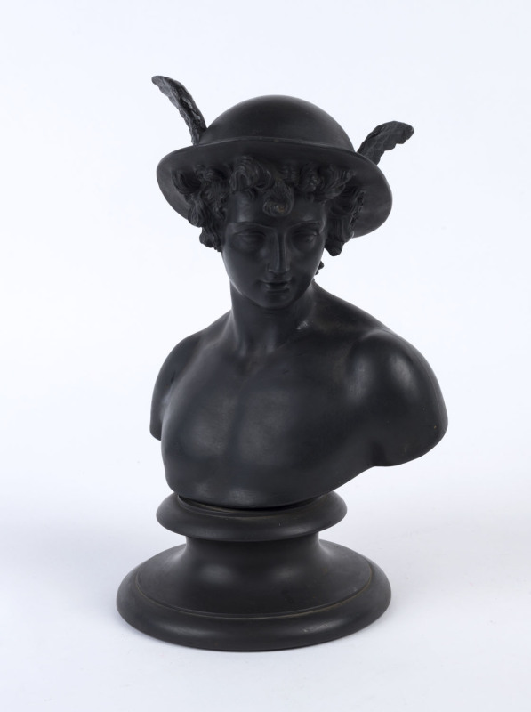 WEDGWOOD black basalt "Mercury" bust, 19th century, impressed stamp "Wedgwood, Mercury", 27cm high