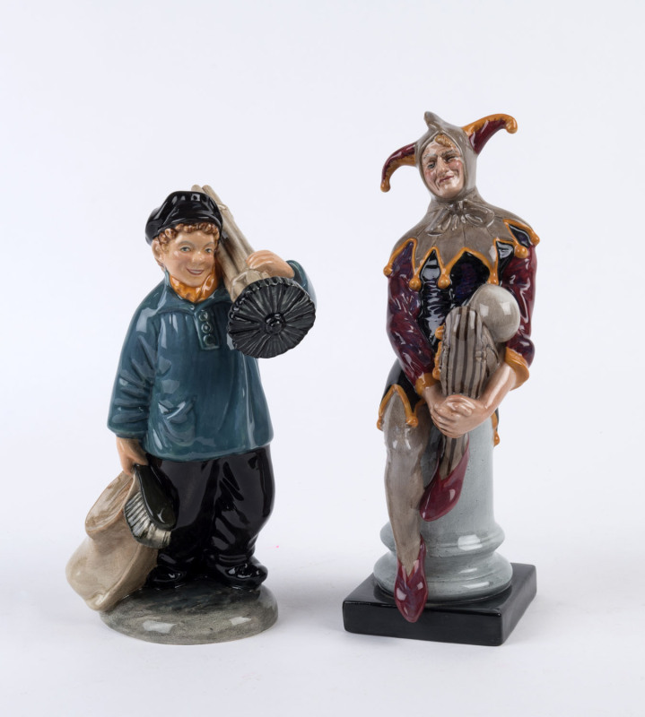 ROYAL DOULTON "Jester" (H.N.2016) porcelain statue; together with "Master Sweep" (H.N. 2205), 20th century, (2 items), 25cm and 21cm high