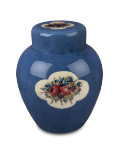 MOORCROFT an impressive early powder blue ginger jar with floral vignettes, early 20th century, signed "W. Moorcroft" in underglaze green, impressed "W. MOORCROFT, BURSLEM", with original paper label "W. Moorcroft, Hand Made Pottery, No. 769/11", a stunning example in excellent condition. 27cm high, 21cm wide
