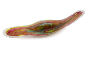 An Australian art glass bowl, late 20th century, engraved signature to base (illegible), 92cm wide