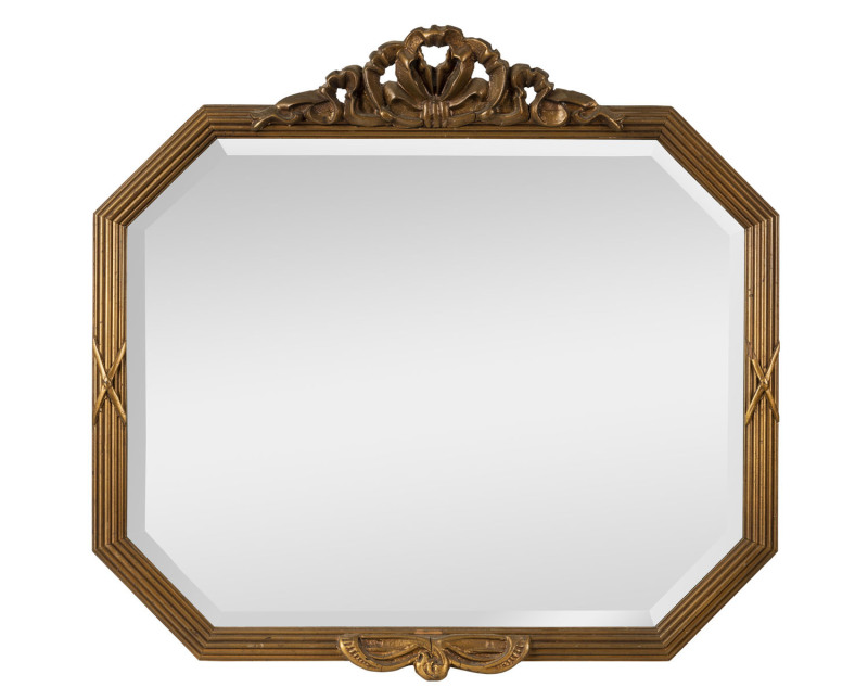A vintage gilt framed mirror with bevelled glass, circa 1940, ​63 x 67cm