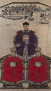 A Chinese ancestor painting, 19th /20th century, 193 x 114cm overall