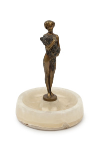 JOSEF LORENZL (1892-1950) Austrian gilded bronze statue on onyx base, circa 1930, signed "Lorenzl", 19cm high
