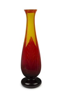 LE VERRE FRANCAIS "FEUILLES D'TABAC" tall French cameo glass vase, circa 1920, engraved "Le Verre Francais", ​54.5cm high