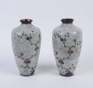 A pair of Chinese cloisonne vases, 20th century, 23cm high