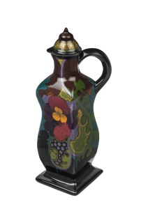 GOUDA Dutch Art Nouveau pottery gin decanter, circa 1910, marked "241 B.O. Ivora-Gouda, Holland. W.", ​26cm high