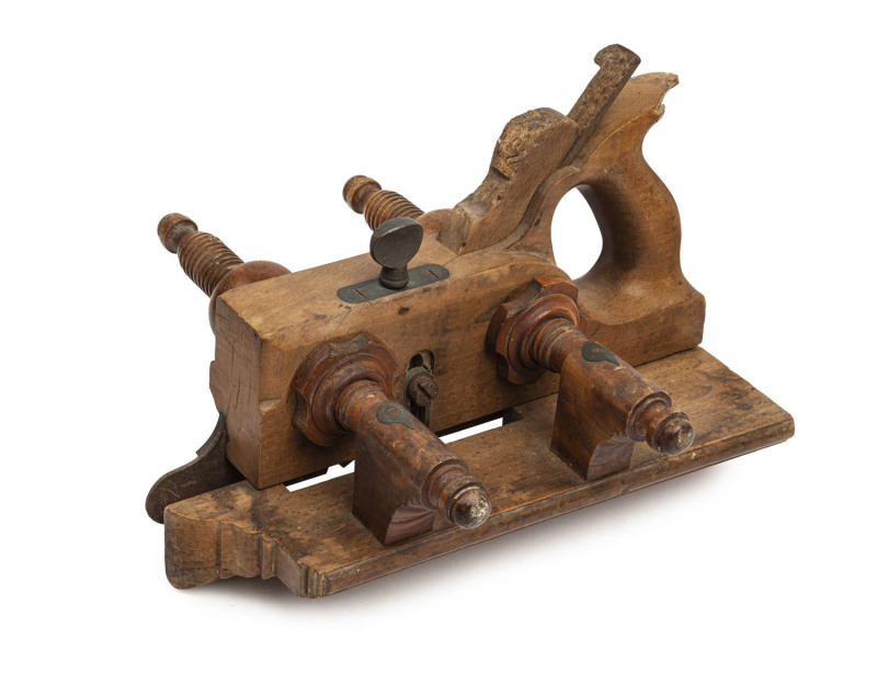 Antique wooden plough plane with two arm adjustable fence, 19th century, 27cm ​fence length