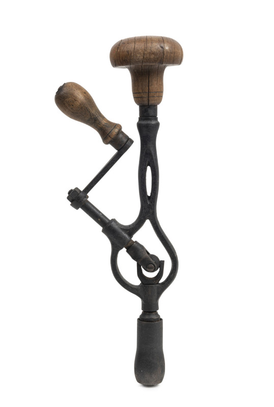 An antique brace with unusual angle drive handle, 19th century, 38cm high