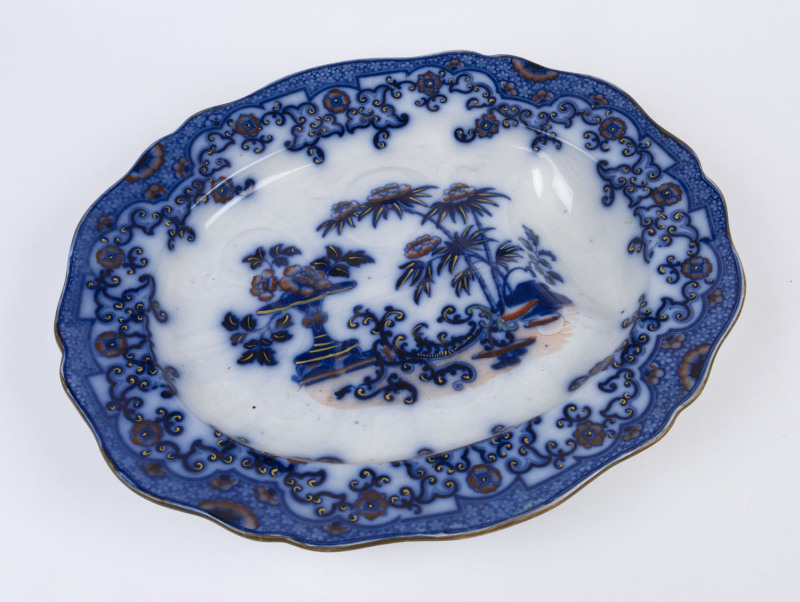 A large English ironstone porcelain meat platter, mid 19th century, ​54.5cm wide