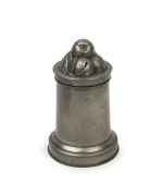 Antique English pewter ice cream mould stamped "1 QUART" with diamond registration date for 1868, ​18cm high