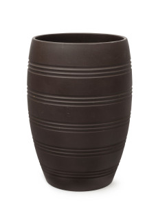 KEITH MURRAY Wedgwood brown basalt porcelain vase with ribbed decoration, stamped "Keith Murray, Wedgwood, Made In England", 19cm high, 13cm wide