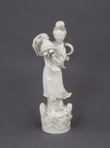 A Chinese blanc de chine porcelain statue, 20th century, 26cm high
