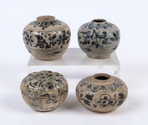 A Vietnamese ceramic lidded box and three vases, 16th/17th century, (4 items), the largest 7cm high, 8cm wide