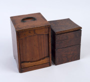 A Japanese three sectional elm bento box in original wooden box, Meiji period, ​20cm high