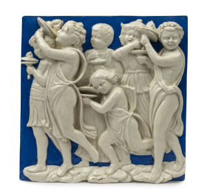 A classical scene ceramic relief plaque, 19th century, ​27 x 26cm