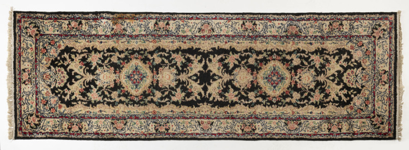 A Persian silk and cotton hand-woven runner rug, late 20th century, ​245 x 78cm