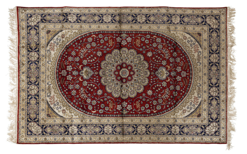 A Persian hand-woven silk rug, late 20th century, ​190 x 122cm