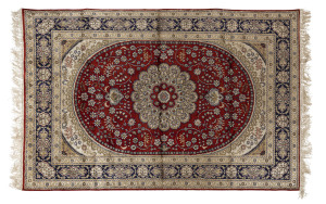 A Persian hand-woven silk rug, late 20th century, ​190 x 122cm