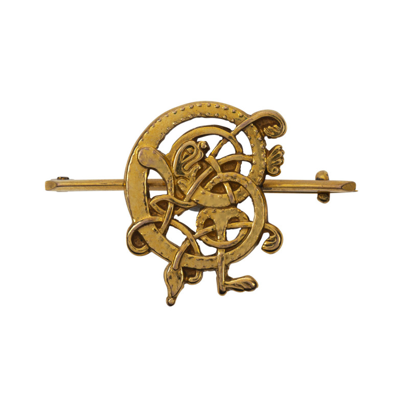 An antique 9ct yellow gold brooch, circa 1900, stamped H.H. 9ct", 4cm wide, 6.2 grams
