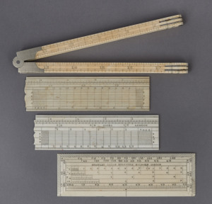 Four assorted antique ivory rulers including one folding example, 19th century, the longest expands to 24 inches