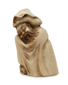 A Chinese carved ivory statue of a sage, crafted in the Ming style, early 20th century, 9cm high