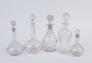 Five assorted crystal and glass decanters, 19th and 20th century, ​the largest 29.5cm high