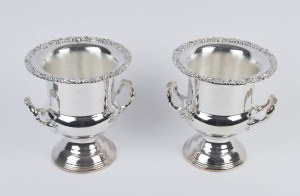 A pair of silver plated champagne ice buckets, 20th century, 25.5cm high