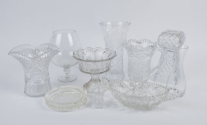 Crystal and glass vases, jug, brandy balloon, serving dishes, napkin ring etc, 19th and 20th century, (11 items), ​the largest 30cm high