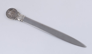 A Danish sterling silver paper knife for "MAERSK LINE, A.P. MOLLER", 20th century, stamped "Sterling, Denmark, W.&S.S.", 20cm long, 56 grams