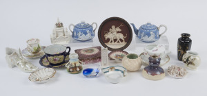 Souvenir porcelain, vases, ornaments, tea ware etc, 19th and 20th century, (23 items), ​the largest 14cm high