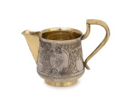 A Russian silver jug with original gilt finish by VIKTOR VASILYEVICH SAVINSKY, Moscow, circa 1886, 7.5cm high, 10cm wide, 82 grams