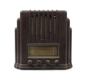 A.W.A. "BIG BROTHER" Empire State brown bakelite mantel radio, 34cm high, 34cm wide