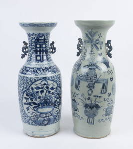 Two tall Chinese blue porcelain vases, mid 20th century, 57cm and 58.5cm high