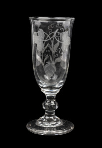 A George III English wine glass with grapes and barley decoration, late 18th century, 15cm high