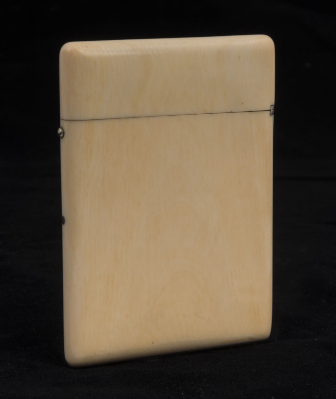 An antique ivory calling card case, circa 1900, ​10.5cm high