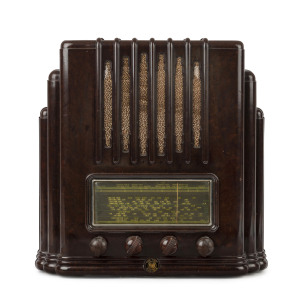 A.W.A. "BIG BROTHER EMPIRE" R52 Radiola brown bakelite mantel radio, 34cm high, 34cm wide