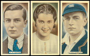 1935 Ardath "Cricket, Tennis & Golf Celebrities", complete set (Brown back, NZ issue) [50], plus complete set (Grey back, GB issue) [50]. G/VG.