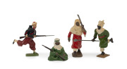 BRITAINS: - 54mm Hollow Cast Lead - Bedouin/Arabic Figures: with Mounted on Horseback Charging Figures (16), armed with rifles, lances or swords, one with bugle; Unmounted Figures (17), five charging with fixed bayonets, three charging with lances, seven - 2