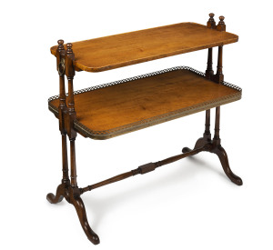 A Georgian style two tiered occasional table/servery, 20th century, ​67cm high, 70cm wide, 36cm deep