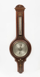 An antique English banjo barometer, 19th century, 95cm high