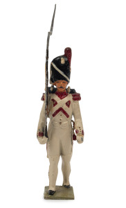 M.I.M.("Masterpieces in Miniature", Belgium): - Solid Cast Lead Figures - Napoleonic Wars Grenadiers: twelve marching figures, each carrying musket with fixed bayonet, all inscribed on base '107/1r Empire/Garde Imp/1812/3e Rgt/Grenadiers" and with M.I.M. 