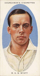 1936-38 cricket cards, noted 1936 Churchman "Cricketers" [50]; 1936-38 Ardath "Photocards" [31 cricket subjects]; 1937 Barratt "Famous Cricketers" [2/60]; 1938 Barratt "Famous Cricketers" [11/40]. Mainly G/VG.