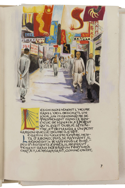 Charles BAUDELAIRE, Spleen de Paris, Edition illustree etornee par le peintre d'Essertine, Theoule sur Mer [France] : Phillipe Gonin, 1942. Quarto, original hand-lettered wrappers, collated in sections, pp 81, bookplate to colophon leaf. Housed in faux le